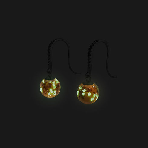 Mandarine | 925 Sterling Silber | Glühwürmchen-Glas-Huggie-Ohrringe